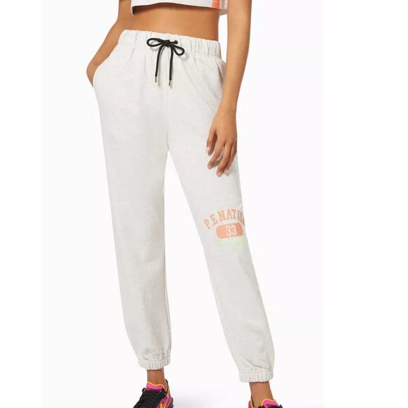 P.E Nation Gray Logo Sweatpants Organic Cotton Size Large - Picture 1 of 9